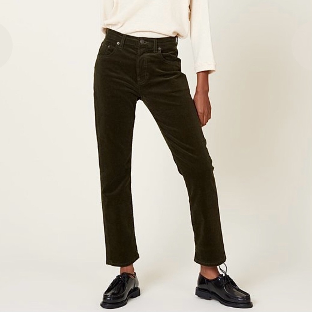 6397 495 Jean - Olive corduroy straight trousers - Picture 3 of 9